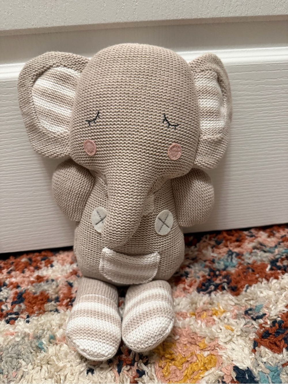 Living Textiles Theodore Elephant Knitted Plush Baby Toy 14”